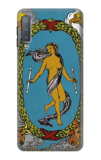 S3746 Carte de tarot le monde Etui Coque Housse pour Samsung Galaxy A7 (2018)