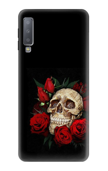 S3753 Roses de crâne gothique sombre Etui Coque Housse pour Samsung Galaxy A7 (2018)