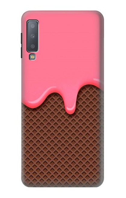 S3754 Cornet de crème glacée à la fraise Etui Coque Housse pour Samsung Galaxy A7 (2018)
