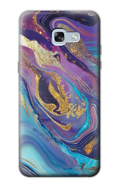 S3676 Pierre de marbre abstraite colorée Etui Coque Housse pour Samsung Galaxy A5 (2017)