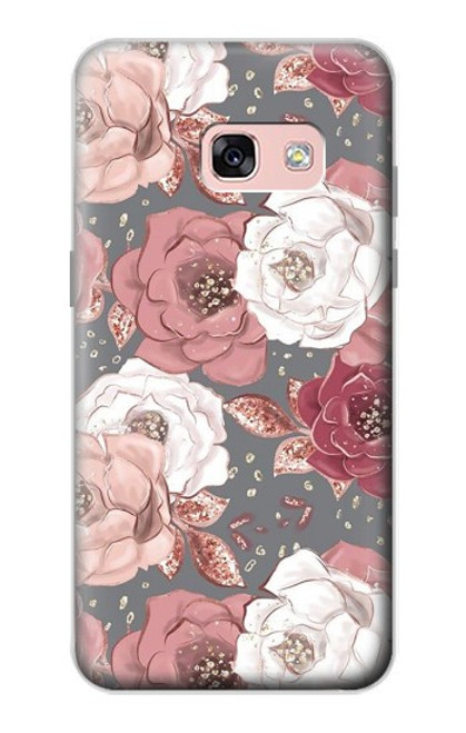 S3716 Motif floral rose Etui Coque Housse pour Samsung Galaxy A3 (2017)