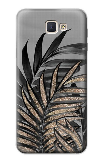 S3692 Feuilles de palmier gris noir Etui Coque Housse pour Samsung Galaxy J7 Prime (SM-G610F)