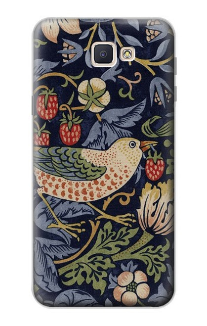 S3791 William Morris Strawberry Thief Fabric Etui Coque Housse pour Samsung Galaxy J7 Prime (SM-G610F)