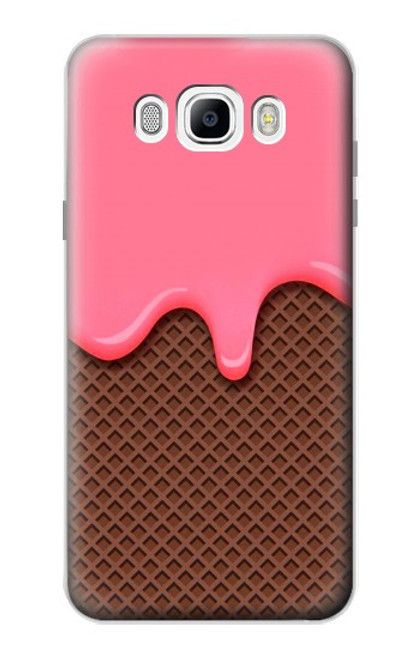 S3754 Cornet de crème glacée à la fraise Etui Coque Housse pour Samsung Galaxy J7 (2016)