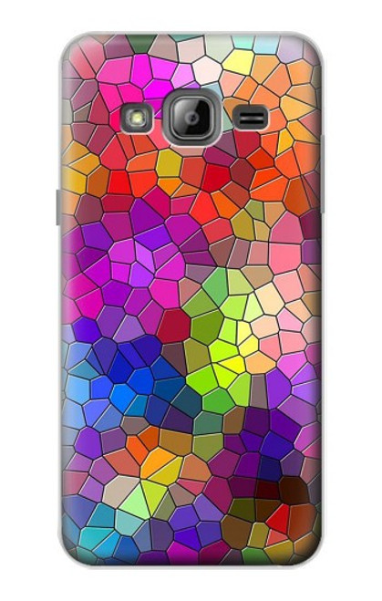 S3677 Mosaïques de briques colorées Etui Coque Housse pour Samsung Galaxy J3 (2016)