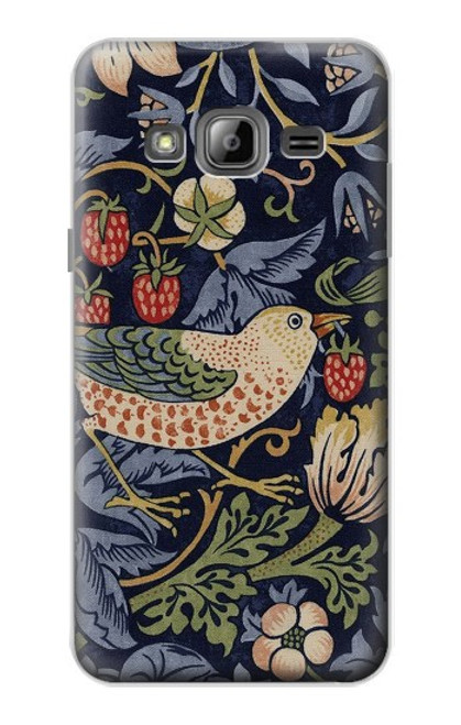 S3791 William Morris Strawberry Thief Fabric Etui Coque Housse pour Samsung Galaxy J3 (2016)