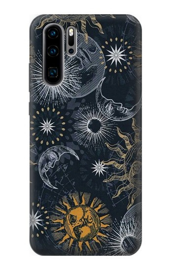 S3702 Lune et soleil Etui Coque Housse pour Huawei P30 Pro