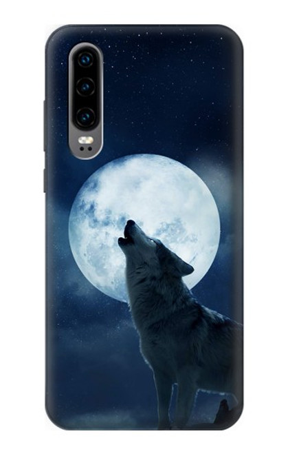 S3693 Pleine lune du loup blanc sinistre Etui Coque Housse pour Huawei P30