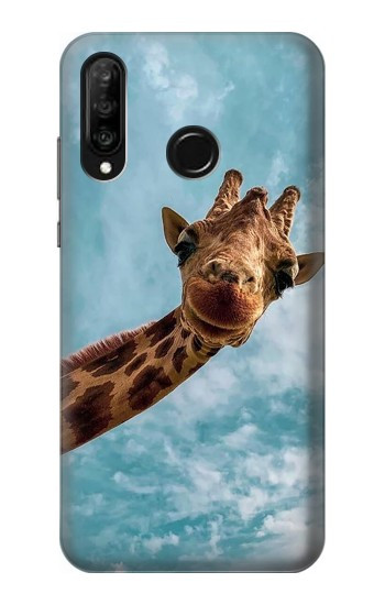 S3680 Girafe de sourire mignon Etui Coque Housse pour Huawei P30 lite