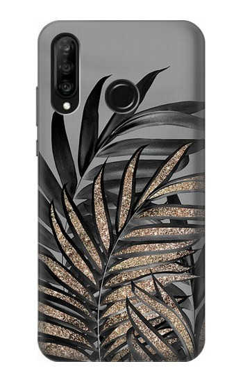 S3692 Feuilles de palmier gris noir Etui Coque Housse pour Huawei P30 lite