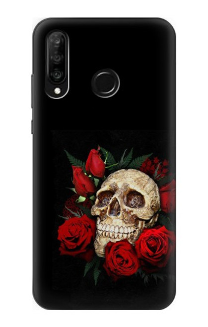 S3753 Roses de crâne gothique sombre Etui Coque Housse pour Huawei P30 lite