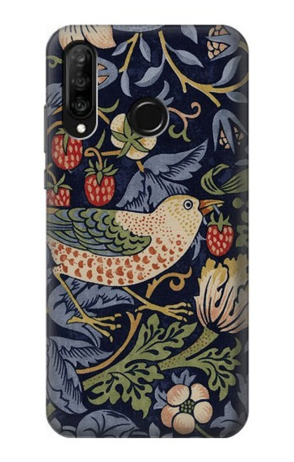 S3791 William Morris Strawberry Thief Fabric Etui Coque Housse pour Huawei P30 lite