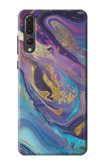 S3676 Pierre de marbre abstraite colorée Etui Coque Housse pour Huawei P20 Pro