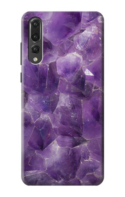 S3713 Graphique violet améthyste à quartz imprimé Etui Coque Housse pour Huawei P20 Pro