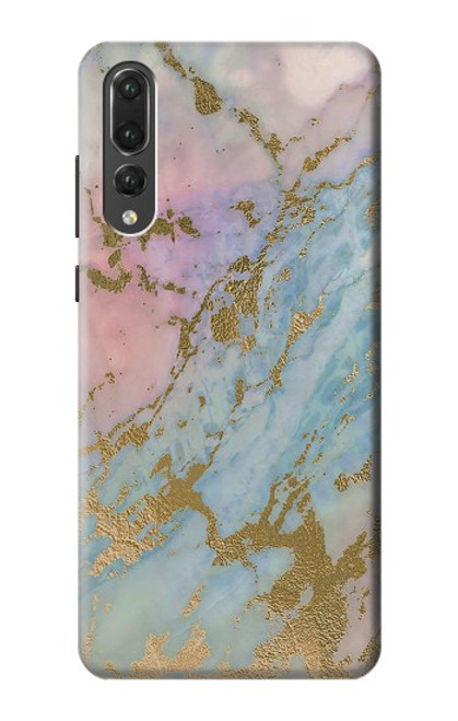 S3717 Imprimé graphique en marbre bleu pastel or rose Etui Coque Housse pour Huawei P20 Pro