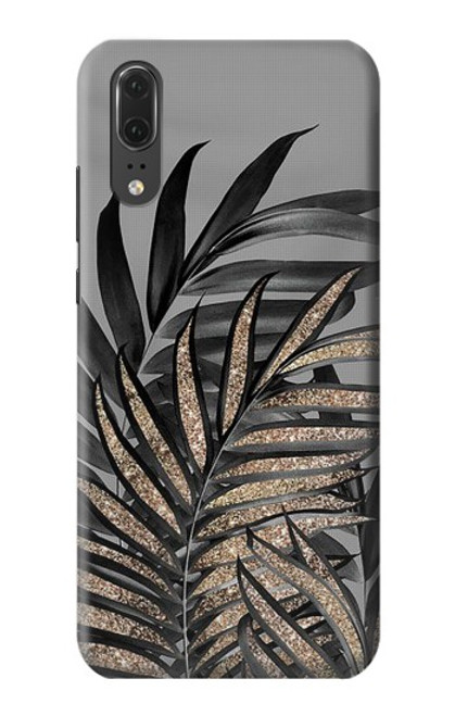 S3692 Feuilles de palmier gris noir Etui Coque Housse pour Huawei P20