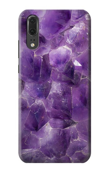 S3713 Graphique violet améthyste à quartz imprimé Etui Coque Housse pour Huawei P20