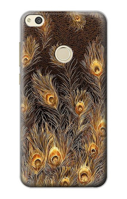 S3691 Plume de paon d'or Etui Coque Housse pour Huawei P8 Lite (2017)