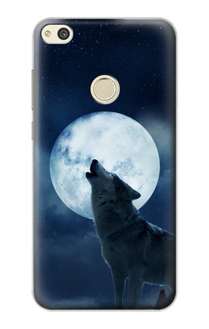 S3693 Pleine lune du loup blanc sinistre Etui Coque Housse pour Huawei P8 Lite (2017)