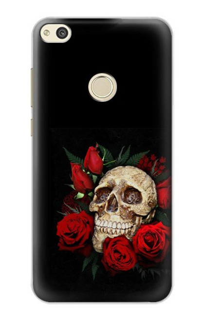 S3753 Roses de crâne gothique sombre Etui Coque Housse pour Huawei P8 Lite (2017)