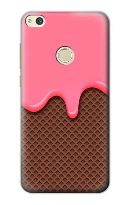 S3754 Cornet de crème glacée à la fraise Etui Coque Housse pour Huawei P8 Lite (2017)