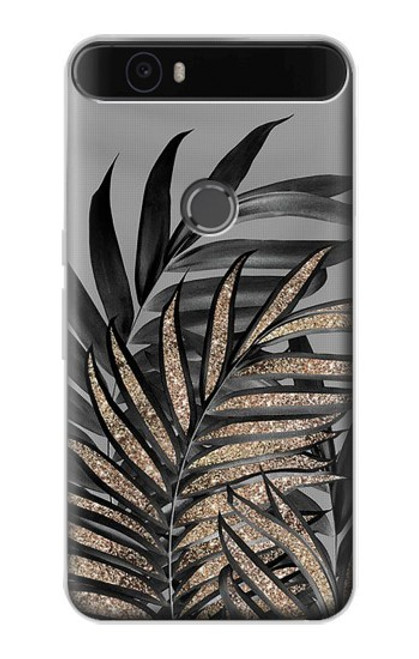 S3692 Feuilles de palmier gris noir Etui Coque Housse pour Huawei Nexus 6P