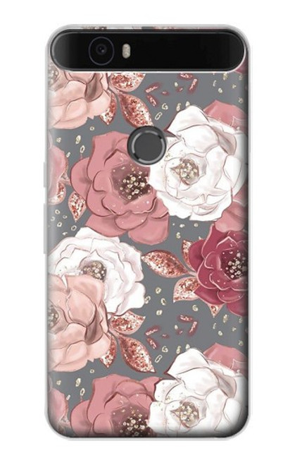 S3716 Motif floral rose Etui Coque Housse pour Huawei Nexus 6P