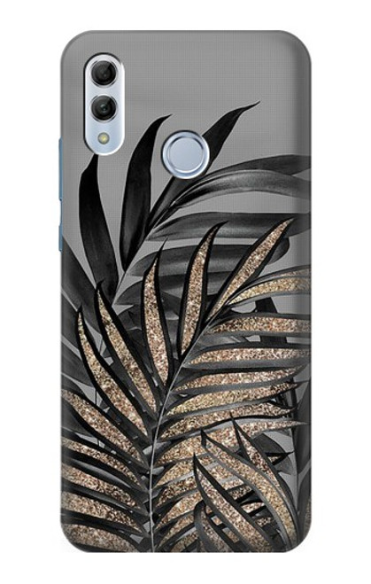 S3692 Feuilles de palmier gris noir Etui Coque Housse pour Huawei Honor 10 Lite, Huawei P Smart 2019