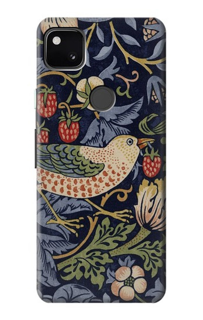 S3791 William Morris Strawberry Thief Fabric Etui Coque Housse pour Google Pixel 4a