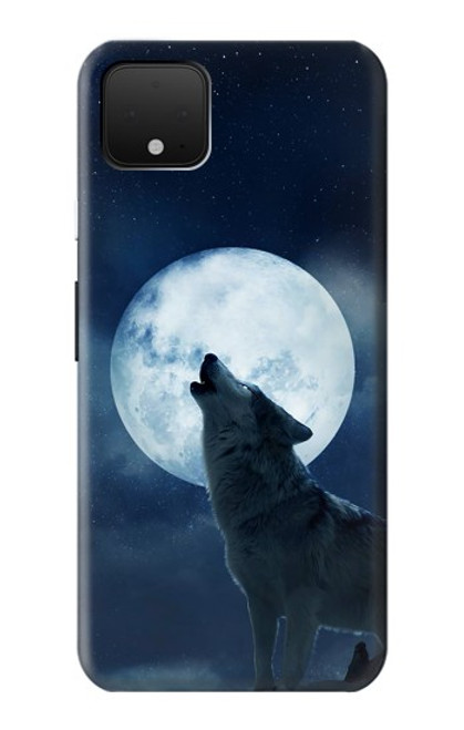 S3693 Pleine lune du loup blanc sinistre Etui Coque Housse pour Google Pixel 4