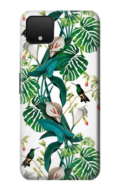 S3697 Oiseaux de la vie des feuilles Etui Coque Housse pour Google Pixel 4