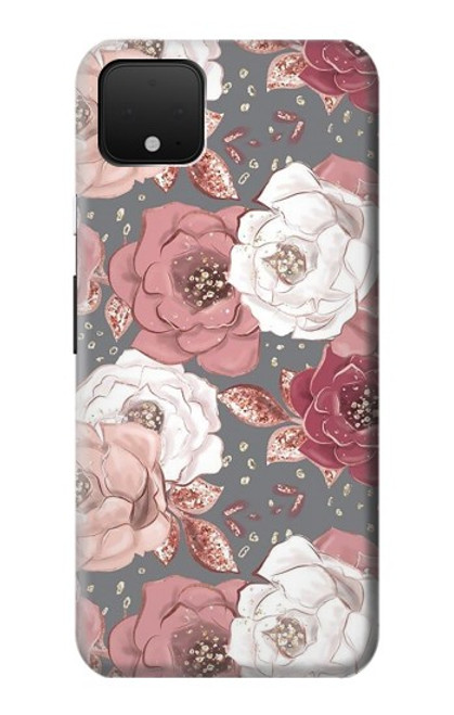 S3716 Motif floral rose Etui Coque Housse pour Google Pixel 4