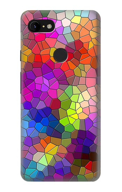 S3677 Mosaïques de briques colorées Etui Coque Housse pour Google Pixel 3 XL