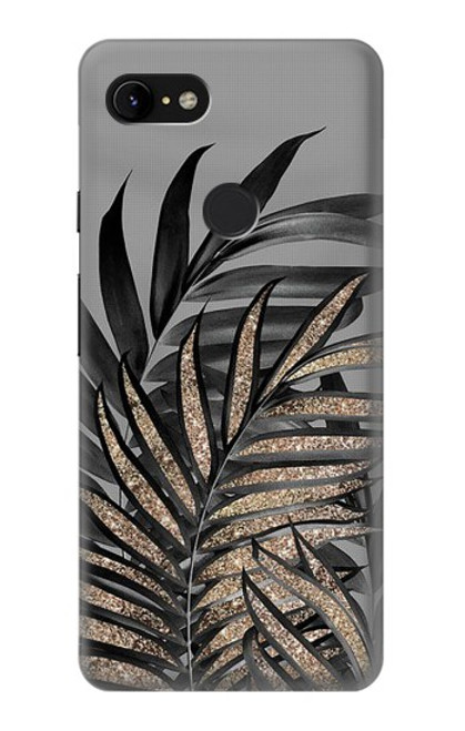 S3692 Feuilles de palmier gris noir Etui Coque Housse pour Google Pixel 3 XL