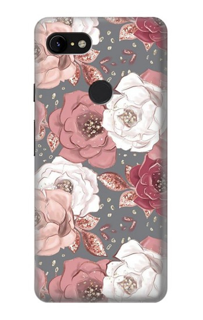 S3716 Motif floral rose Etui Coque Housse pour Google Pixel 3 XL