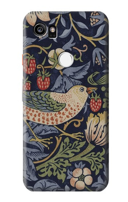 S3791 William Morris Strawberry Thief Fabric Etui Coque Housse pour Google Pixel 2 XL