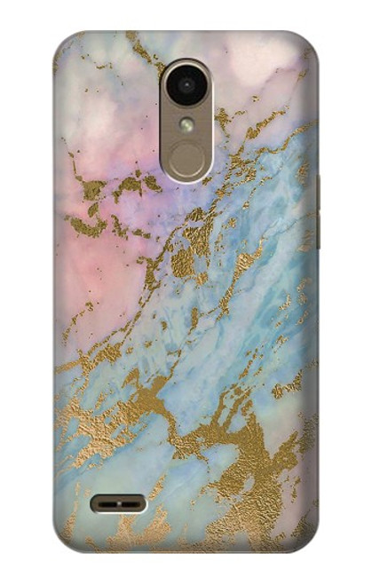 S3717 Imprimé graphique en marbre bleu pastel or rose Etui Coque Housse pour LG K10 (2018), LG K30