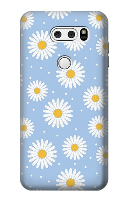 S3681 Motif de fleurs de marguerite Etui Coque Housse pour LG V30, LG V30 Plus, LG V30S ThinQ, LG V35, LG V35 ThinQ