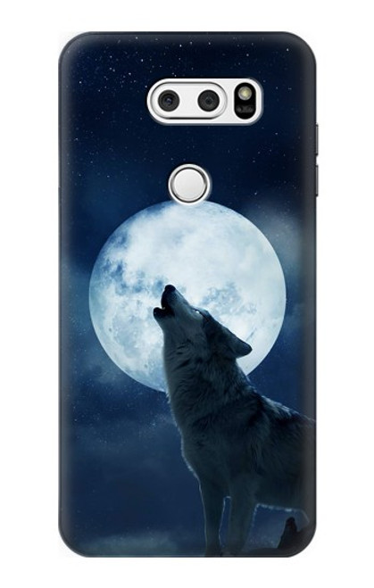 S3693 Pleine lune du loup blanc sinistre Etui Coque Housse pour LG V30, LG V30 Plus, LG V30S ThinQ, LG V35, LG V35 ThinQ