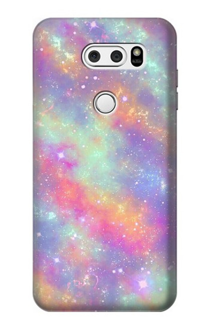 S3706 Arc-en-ciel pastel Galaxy Pink Sky Etui Coque Housse pour LG V30, LG V30 Plus, LG V30S ThinQ, LG V35, LG V35 ThinQ