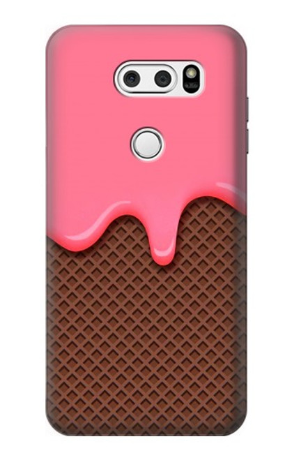 S3754 Cornet de crème glacée à la fraise Etui Coque Housse pour LG V30, LG V30 Plus, LG V30S ThinQ, LG V35, LG V35 ThinQ