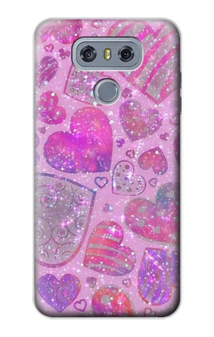 S3710 Coeur d'amour rose Etui Coque Housse pour LG G6