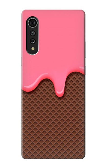 S3754 Cornet de crème glacée à la fraise Etui Coque Housse pour LG Velvet