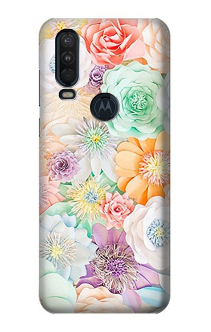 S3705 Fleur florale pastel Etui Coque Housse pour Motorola One Action (Moto P40 Power)