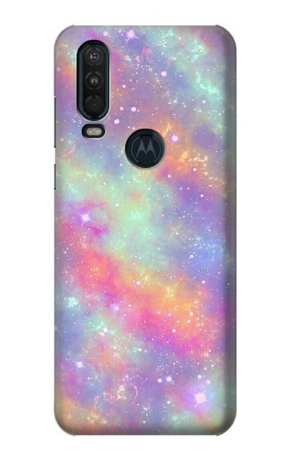S3706 Arc-en-ciel pastel Galaxy Pink Sky Etui Coque Housse pour Motorola One Action (Moto P40 Power)