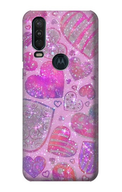 S3710 Coeur d'amour rose Etui Coque Housse pour Motorola One Action (Moto P40 Power)