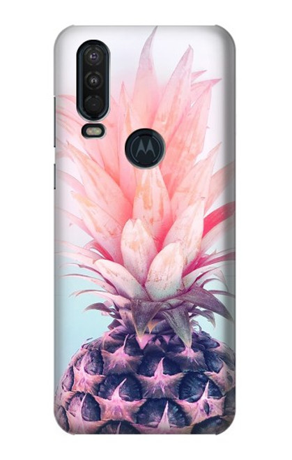 S3711 Ananas rose Etui Coque Housse pour Motorola One Action (Moto P40 Power)