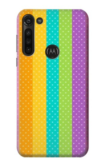 S3678 Vertical arc-en-ciel coloré Etui Coque Housse pour Motorola Moto G8 Power