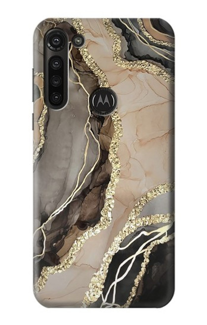 S3700 Imprimé graphique or marbré Etui Coque Housse pour Motorola Moto G8 Power