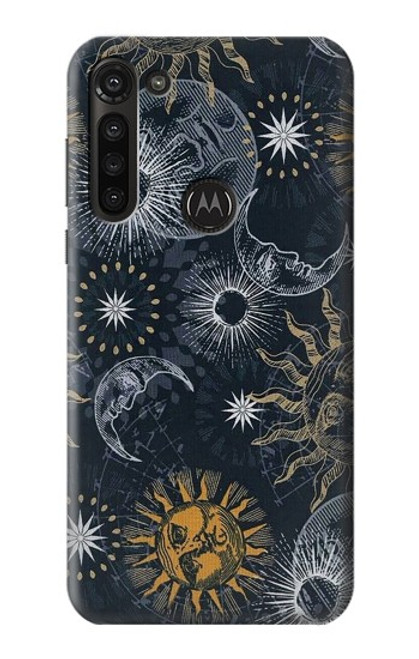 S3702 Lune et soleil Etui Coque Housse pour Motorola Moto G8 Power